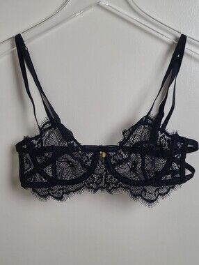 Gooseberry Intimates Sexy Delicate Black Bra With Underwire XS